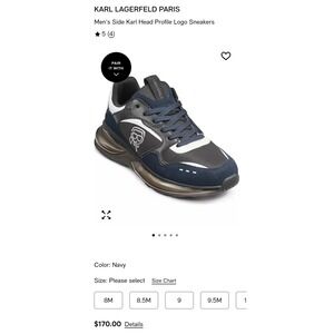 Karl Lagerfeld Paris Mens Karl Head Profile Logo SneakersBlack Graphite LF4S1033